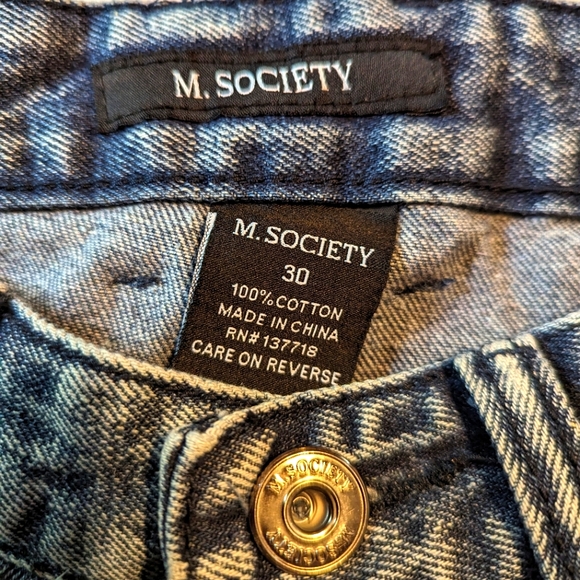 M. Society Denim Shorts Zippers Street Distressed Size 30 - Picture 3 of 7